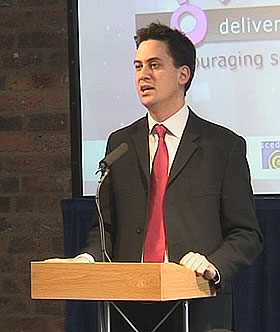 Ed Milliband at CVC Event Services lectern